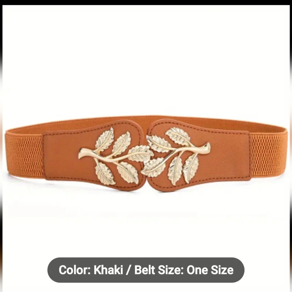 3 Golden Leaf Wide Buckle Belt/ WaistBand